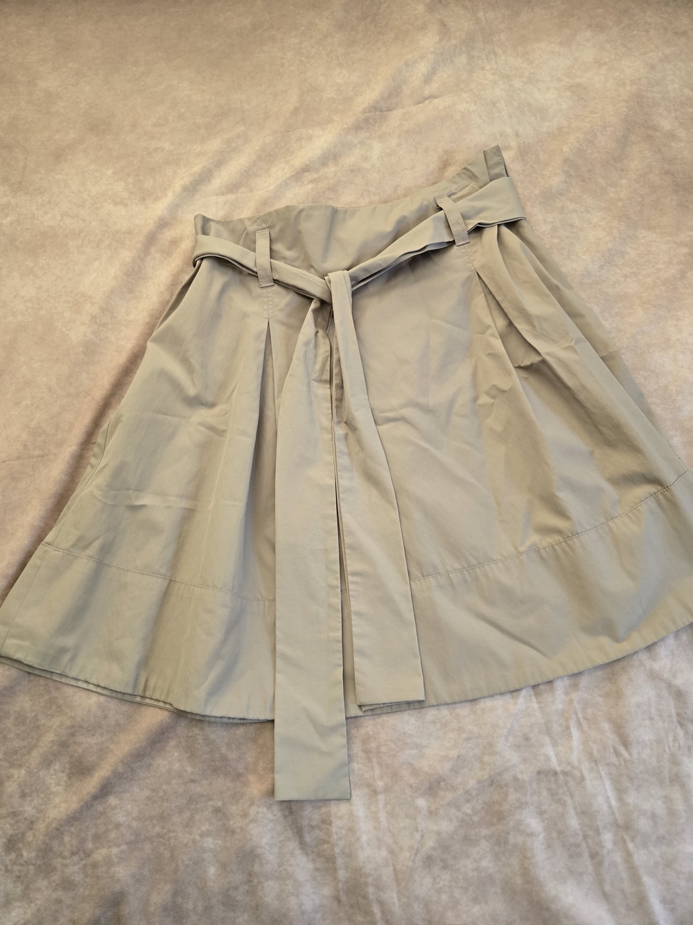 Apostrophe A-Line Skirt with Self-Tie Belt - Tan Sz 12